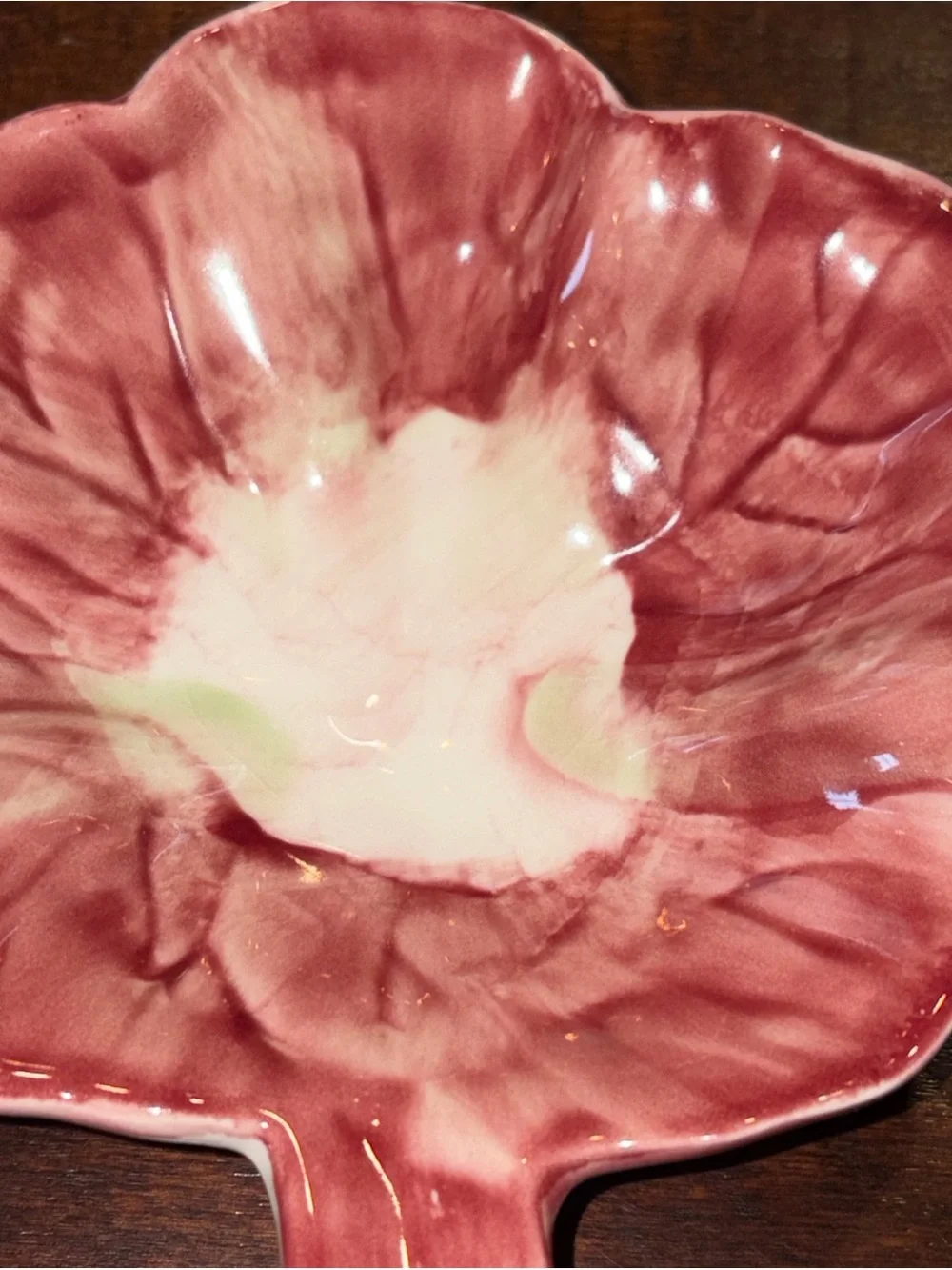 Pottery Barn Majolica Snack Bowl Flower Trinket Jewelry Dish